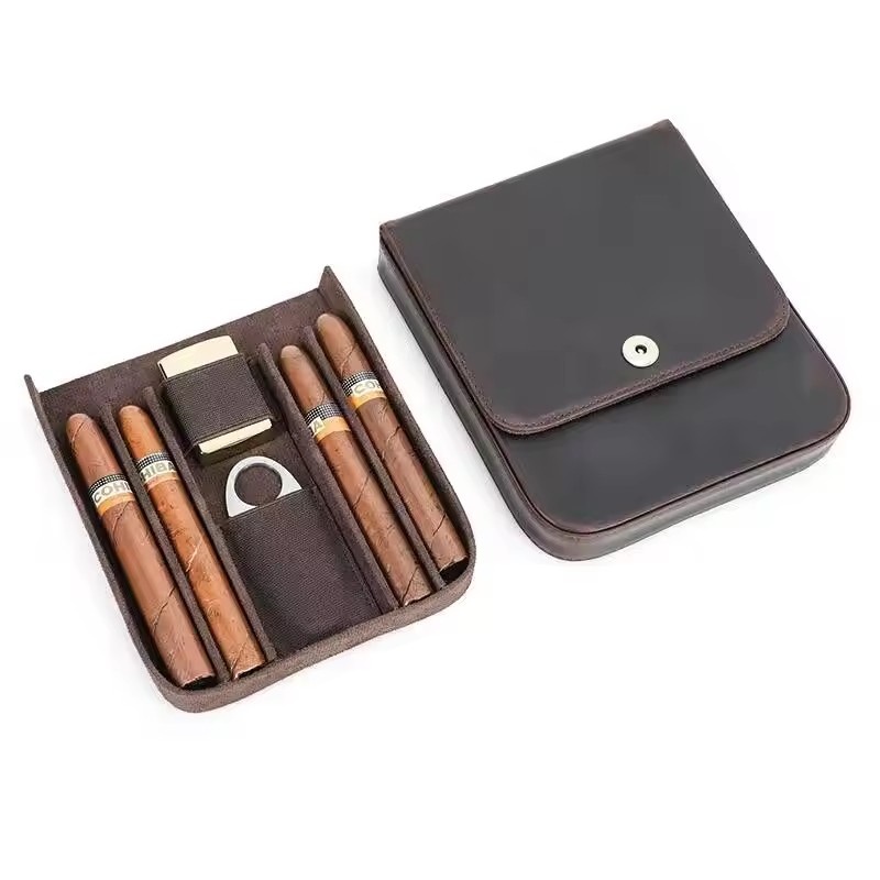 Premium Cigar Case - 휴대용 시가 케이스 겸 보관함, 레트로