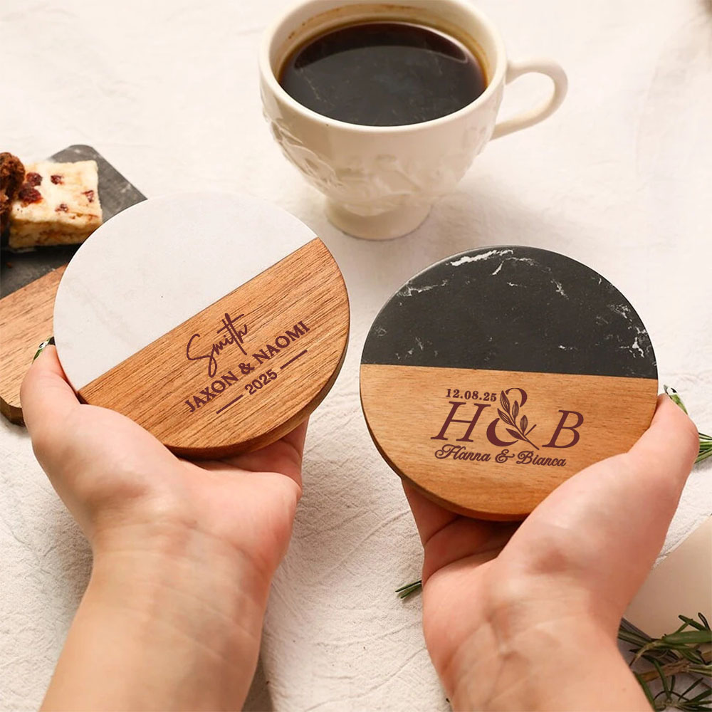 Marble Coaster Set - 개인 맞춤 대리석 컵받침 세트, 결혼식