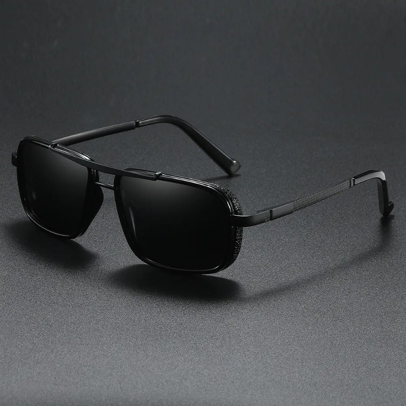 Sunglasses Uv400 - 럭셔리 직사각형 남성용 선글라스 레트로 메탈