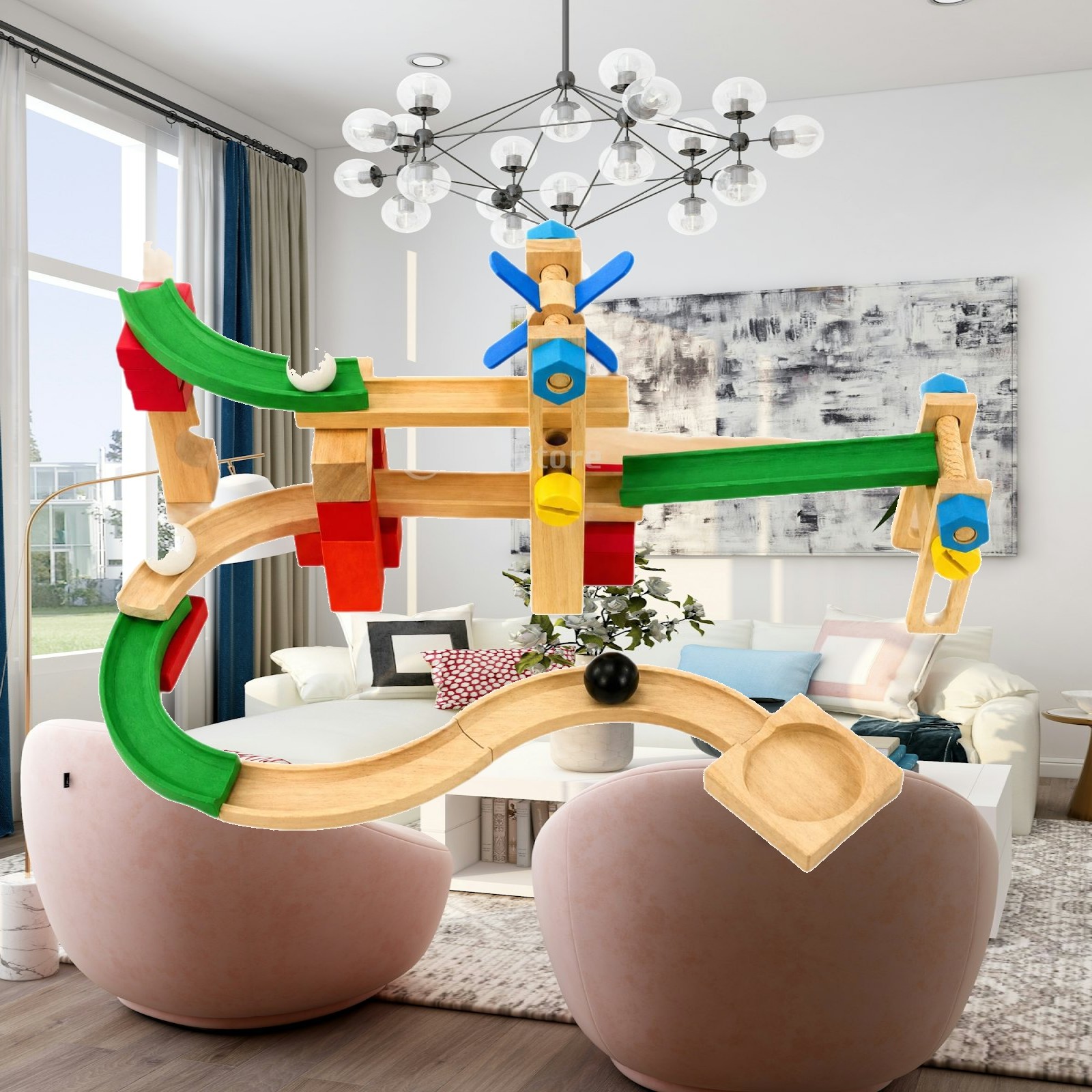 Marble Coaster Set - 어린이용 나무 재질의 구슬 굴러가는 놀이