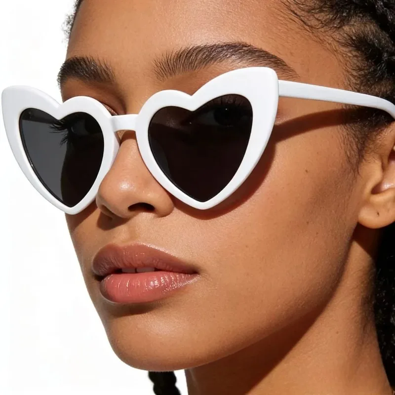 Sunglasses Uv400 - 만화 스타일의 흰색 하트 모양 선글라스,