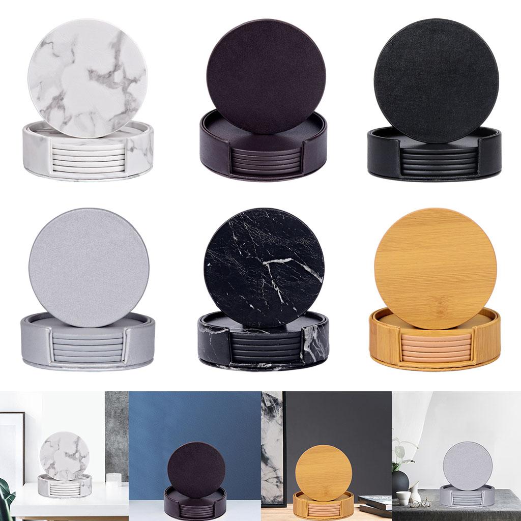 홀더가 있는 원형 대리석 컵받침 긁힘 방지 음료 컵받침 - Marble Coaster Set 리뷰 및 가격