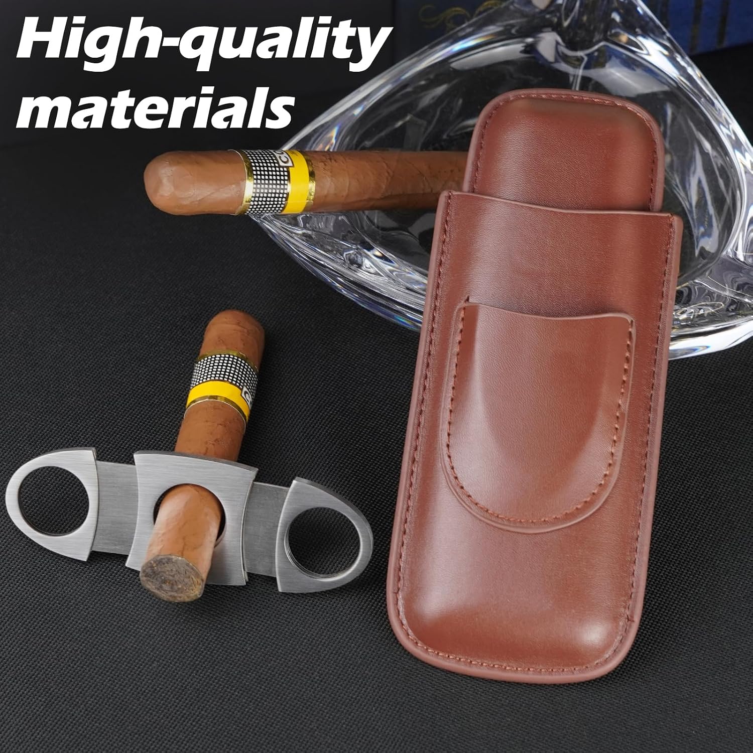 휴대용 2개용 가죽 시가 케이스, 은색 시가 커터 포함 - Premium Cigar Case 리뷰 및 가격