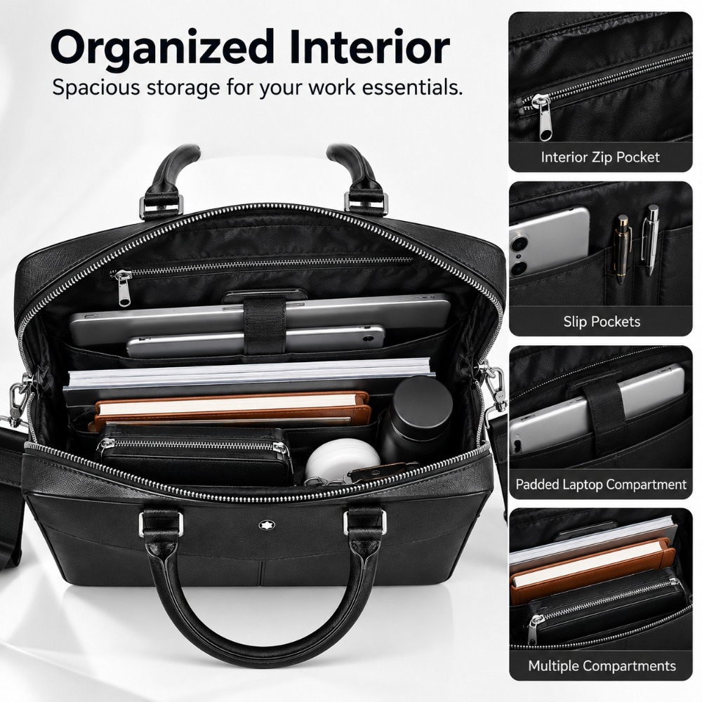 고급스러운 남성용 비즈니스 브리프케이스, 고품질 가죽  - Leather Briefcase 리뷰 및 가격
