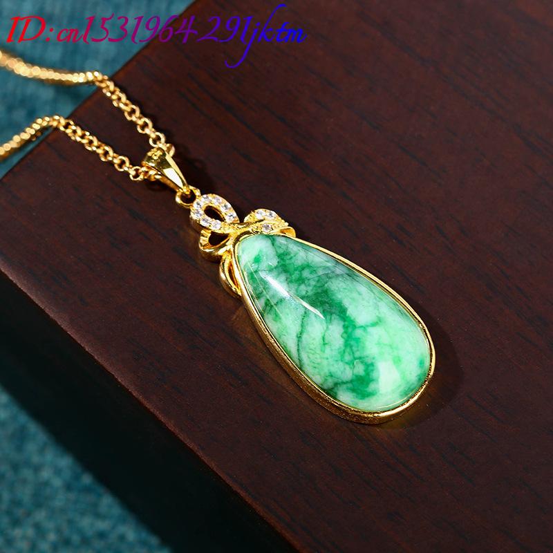 천연 옥으로 만든 물방울 모양 펜던트 목걸이, 석재 조 - Gold Plated Jewelry 리뷰 및 가격