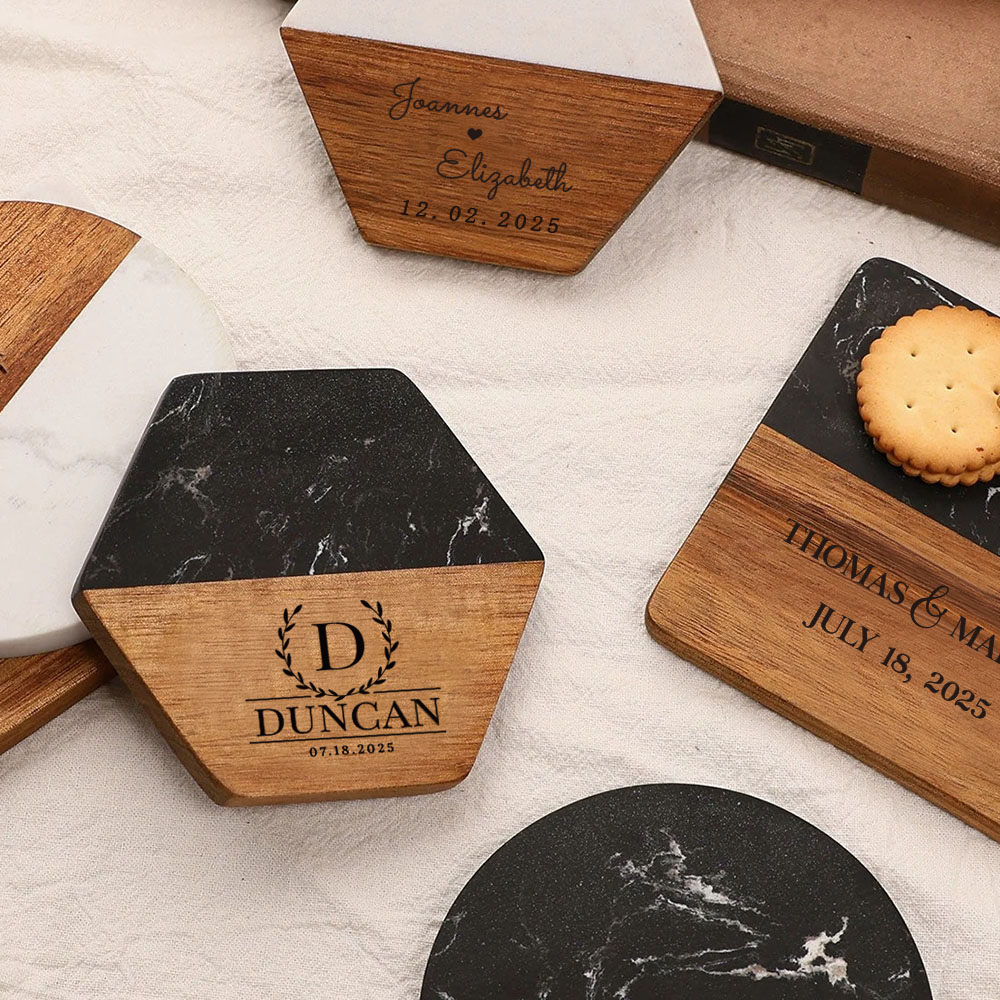 개인 맞춤 대리석 컵받침 세트, 결혼식 하객 선물, 신 - Marble Coaster Set 리뷰 및 가격