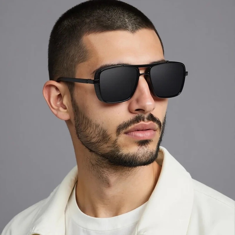 럭셔리 직사각형 남성용 선글라스 레트로 메탈 스팀펑크  - Sunglasses Uv400 리뷰 및 가격