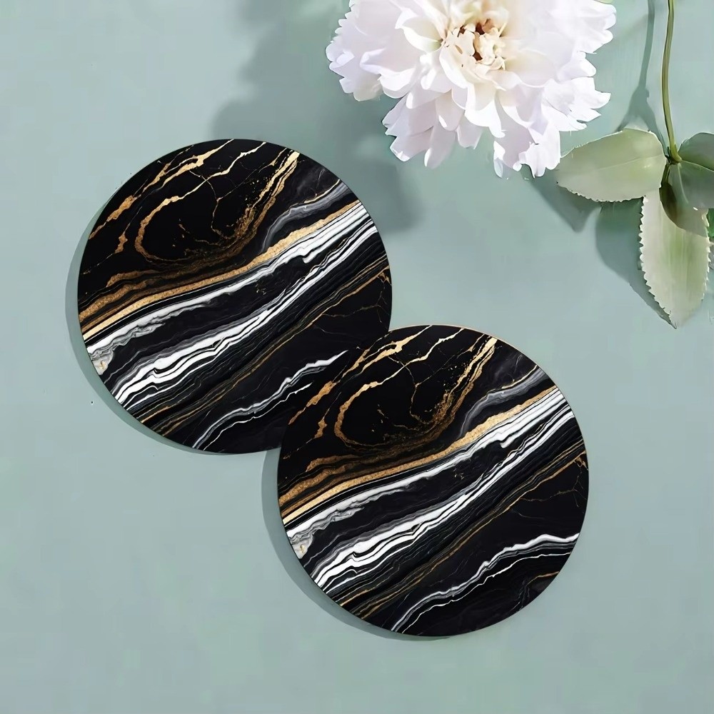 6개입 4인치 음료 컵받침 세트 나무 대리석 무늬 단열 - Marble Coaster Set 리뷰 및 가격