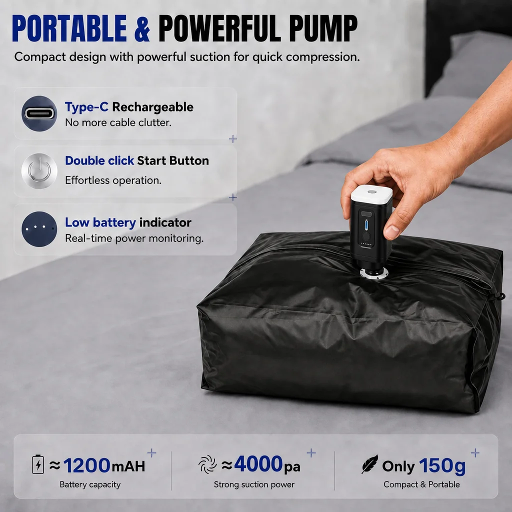 진공 압축 보관 가방, 방수 공간 절약형 의류 포장 큐 - Travel Luggage Set 리뷰 및 가격