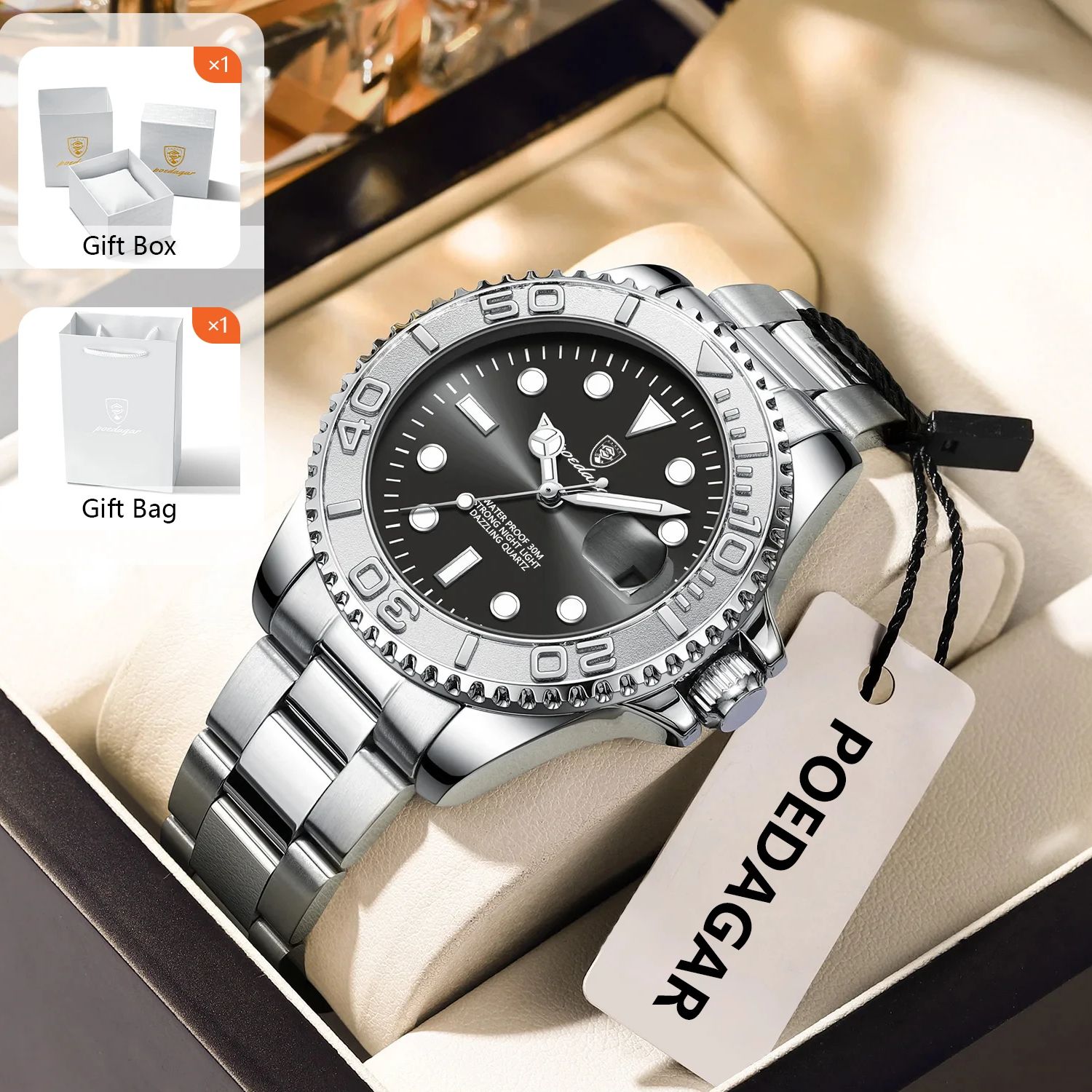 포에다가 트렌디 스포츠 남성용 시계 야광 방수 스테인리 - Luxury Watch Men 리뷰 및 가격