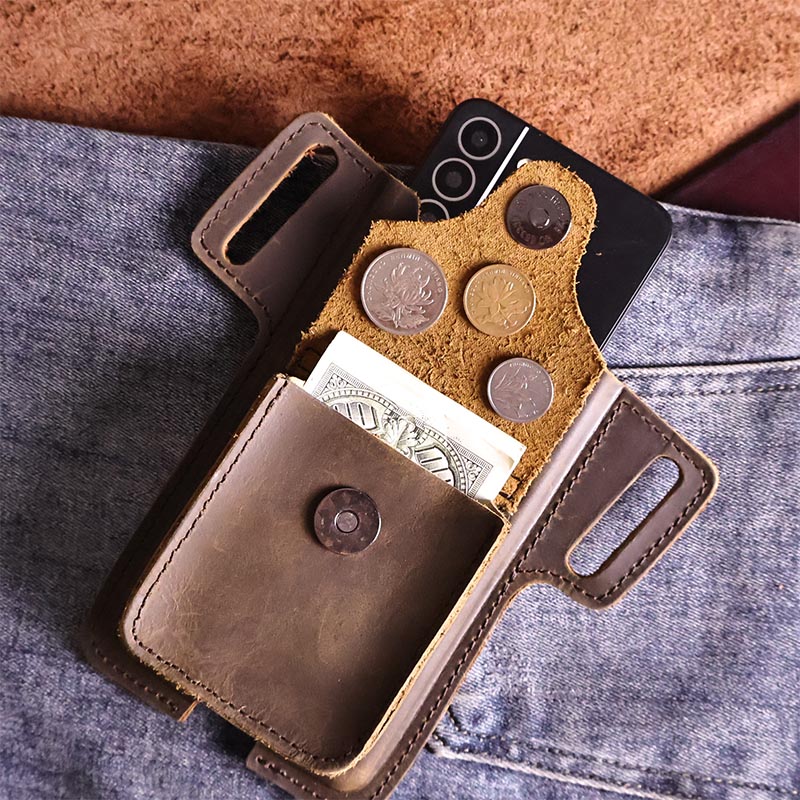 빈티지 최고급 소가죽 고정 허리띠 남성용 허리 가방,  - Leather Wallet Men 리뷰 및 가격