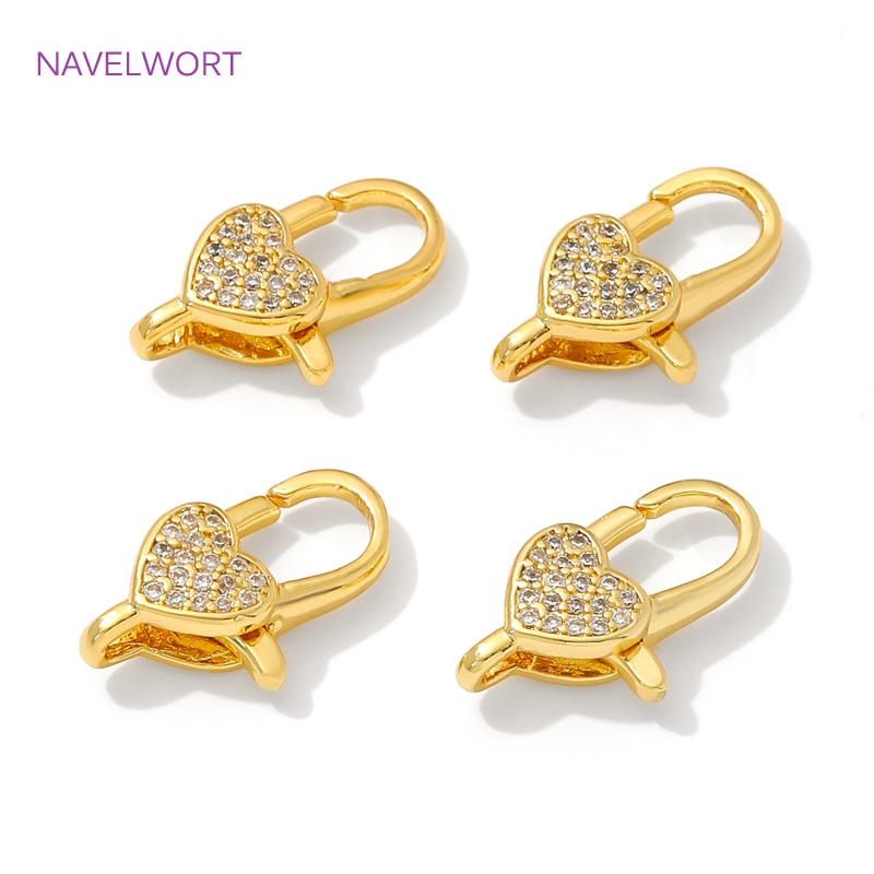 18K 골드 도금 상감 지르콘 하트 랍스터 걸쇠, 보석 - Gold Plated Jewelry 리뷰 및 가격