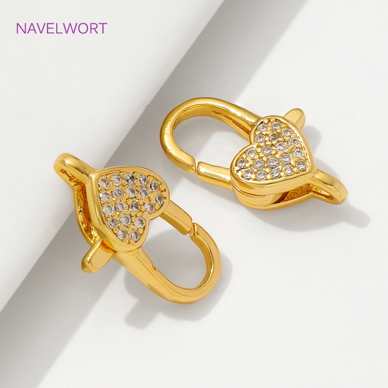 18K 골드 도금 상감 지르콘 하트 랍스터 걸쇠, 보석 - Gold Plated Jewelry 리뷰 및 가격