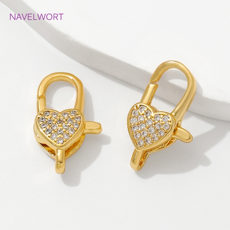 18K 골드 도금 상감 지르콘 하트 랍스터 걸쇠, 보석 - Gold Plated Jewelry 리뷰 및 가격