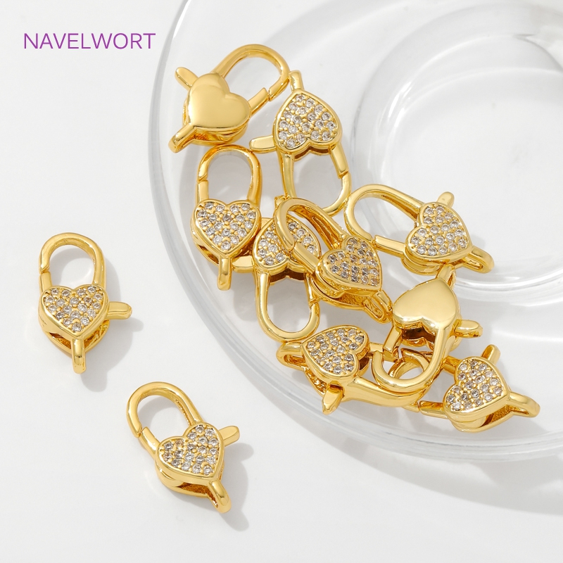 18K 골드 도금 상감 지르콘 하트 랍스터 걸쇠, 보석 - Gold Plated Jewelry 리뷰 및 가격